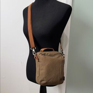 L.L. Bean Brown Canvas Messenger Crossbody Bag